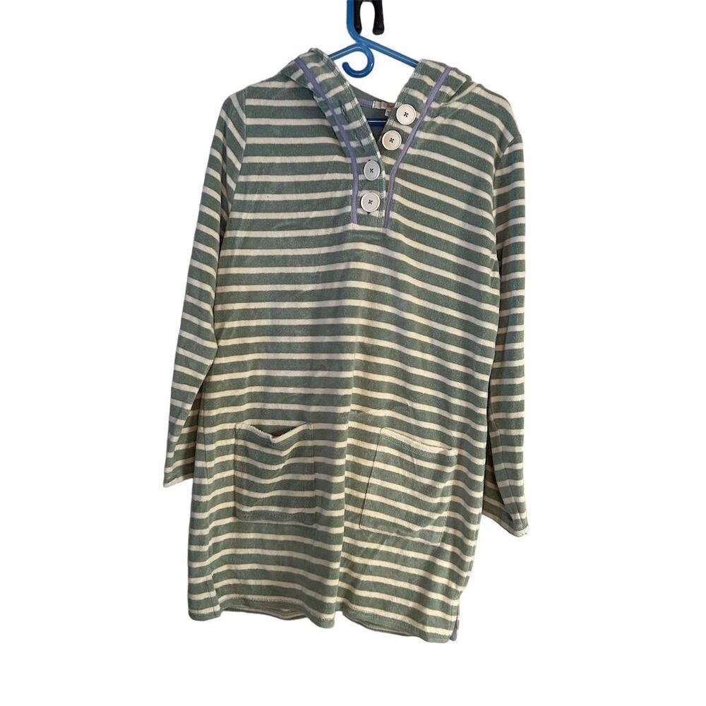 Boden Women's Green Striped Hoodie Swim Cover Size 10 Hooded Casual Style